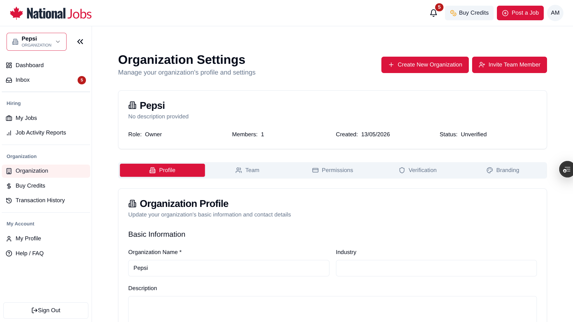 The Organization Settings page where consultants can invite client team members